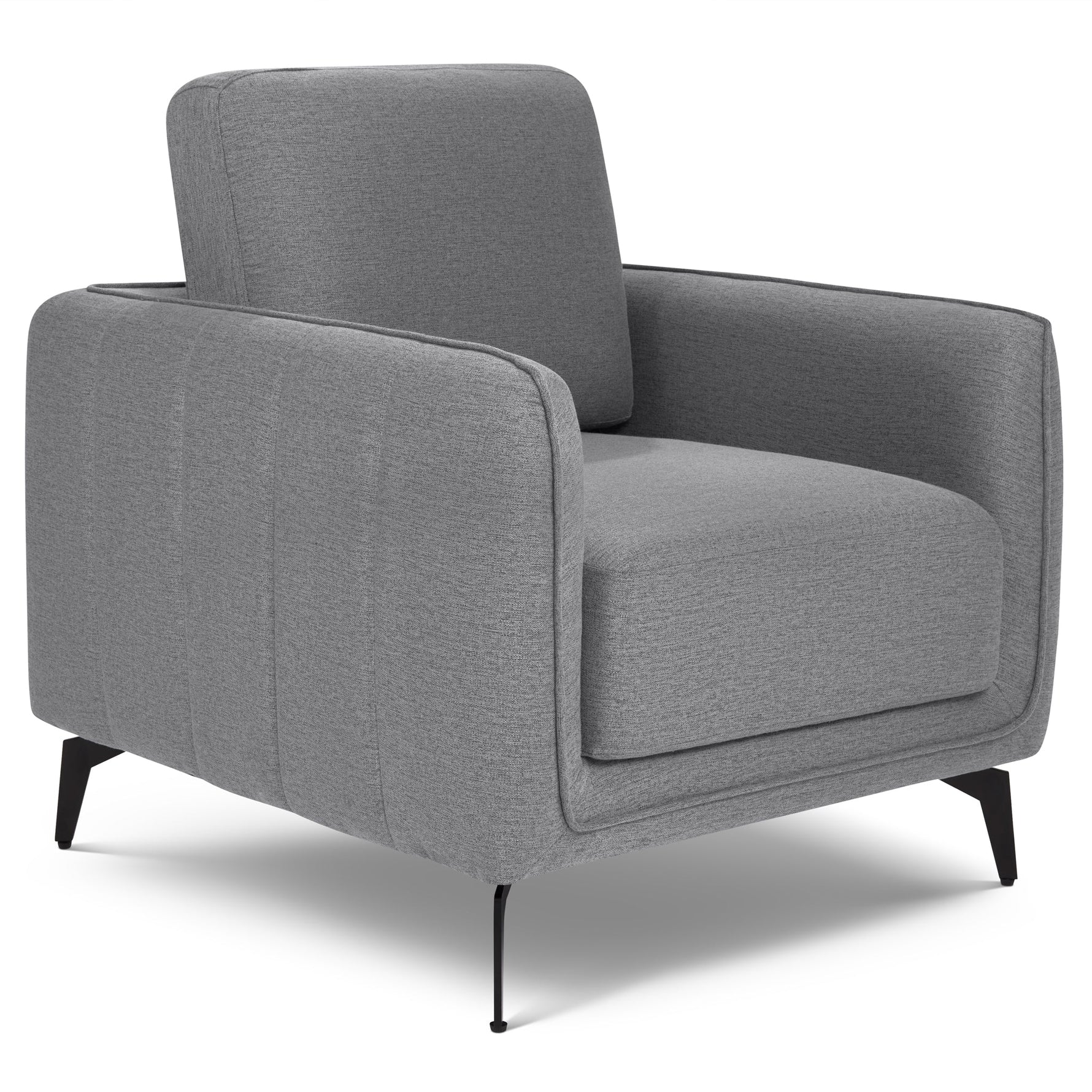 Brixton Grey Armchair - Modern Fabric Accent Chair with Steel Legs - Bargainia.com - 