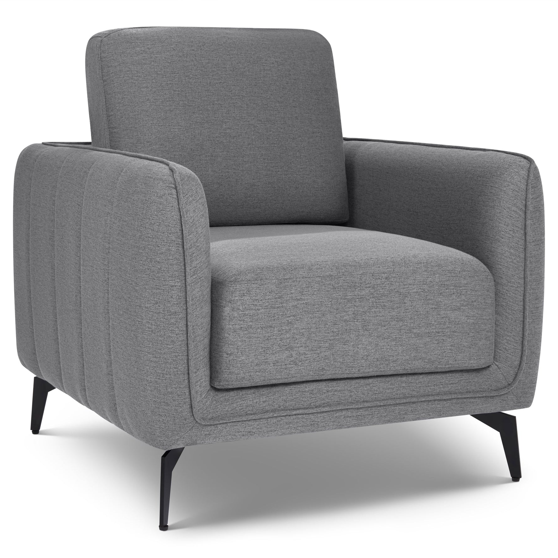 Brixton Grey Armchair - Modern Fabric Accent Chair with Steel Legs - Bargainia.com - 