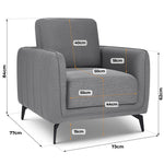 Brixton Grey Armchair - Modern Fabric Accent Chair with Steel Legs - Bargainia.com - 