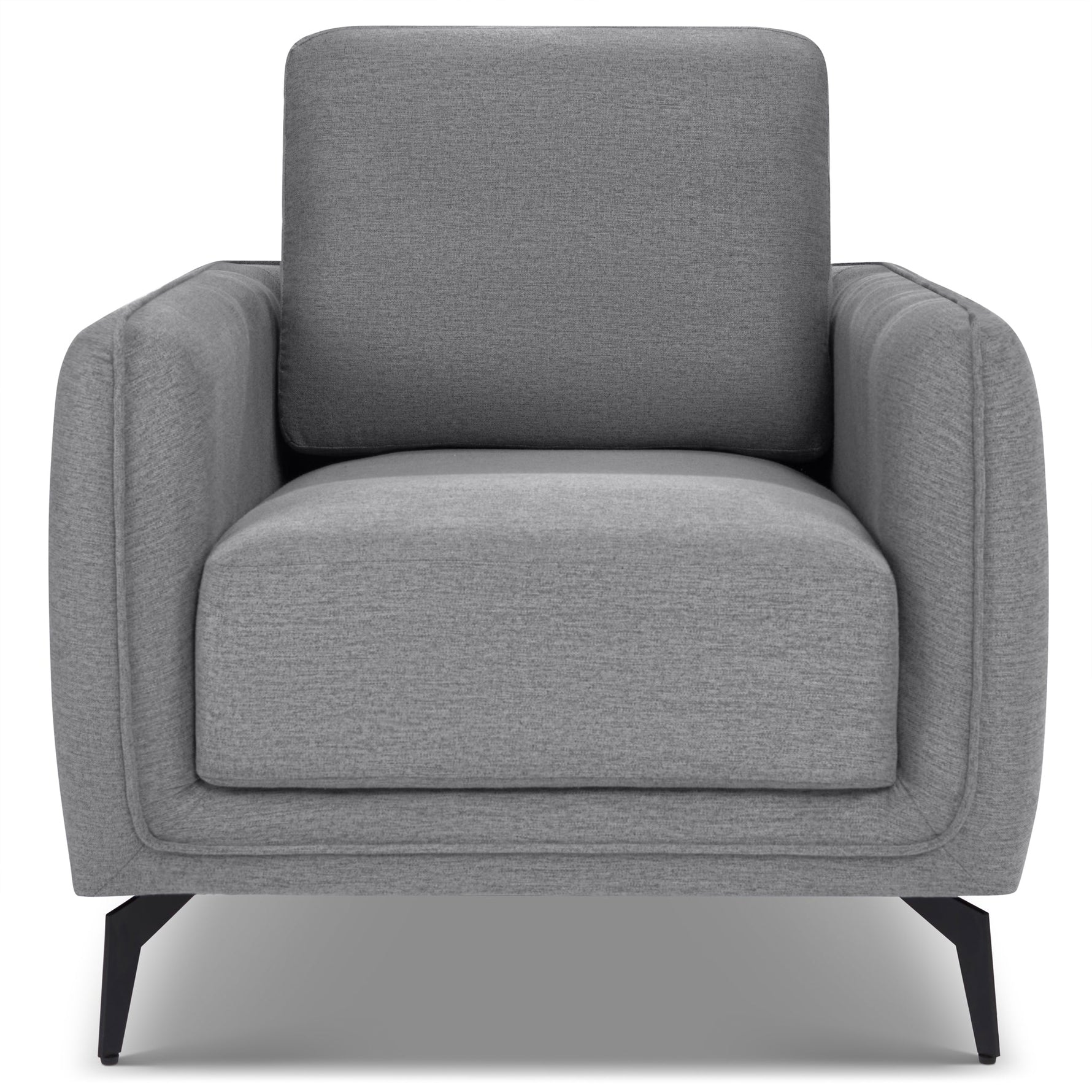 Brixton Grey Armchair - Modern Fabric Accent Chair with Steel Legs - Bargainia.com - 
