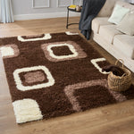 Brown Boxed Thick Shaggy Rug - California - Bargainia.com - 