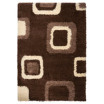 Brown Boxed Thick Shaggy Rug - California - Bargainia.com - 