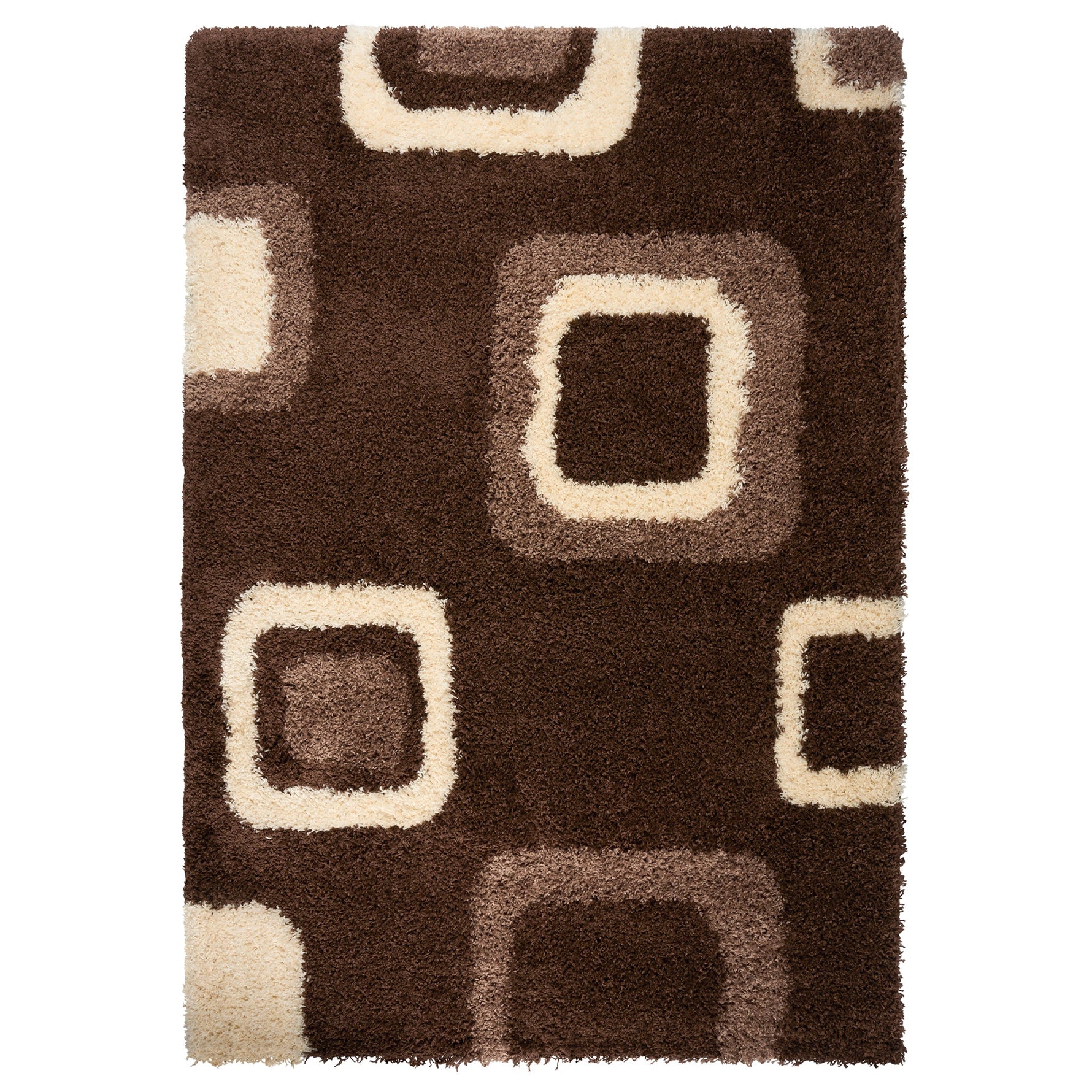 Brown Boxed Thick Shaggy Rug - California - Bargainia.com - 