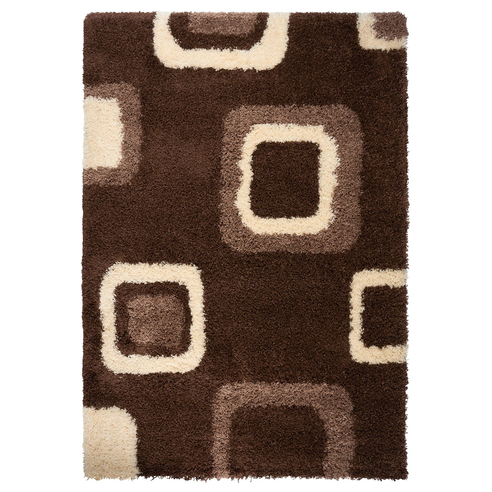 Brown Boxed Thick Shaggy Rug - California Rugs Rug Masters