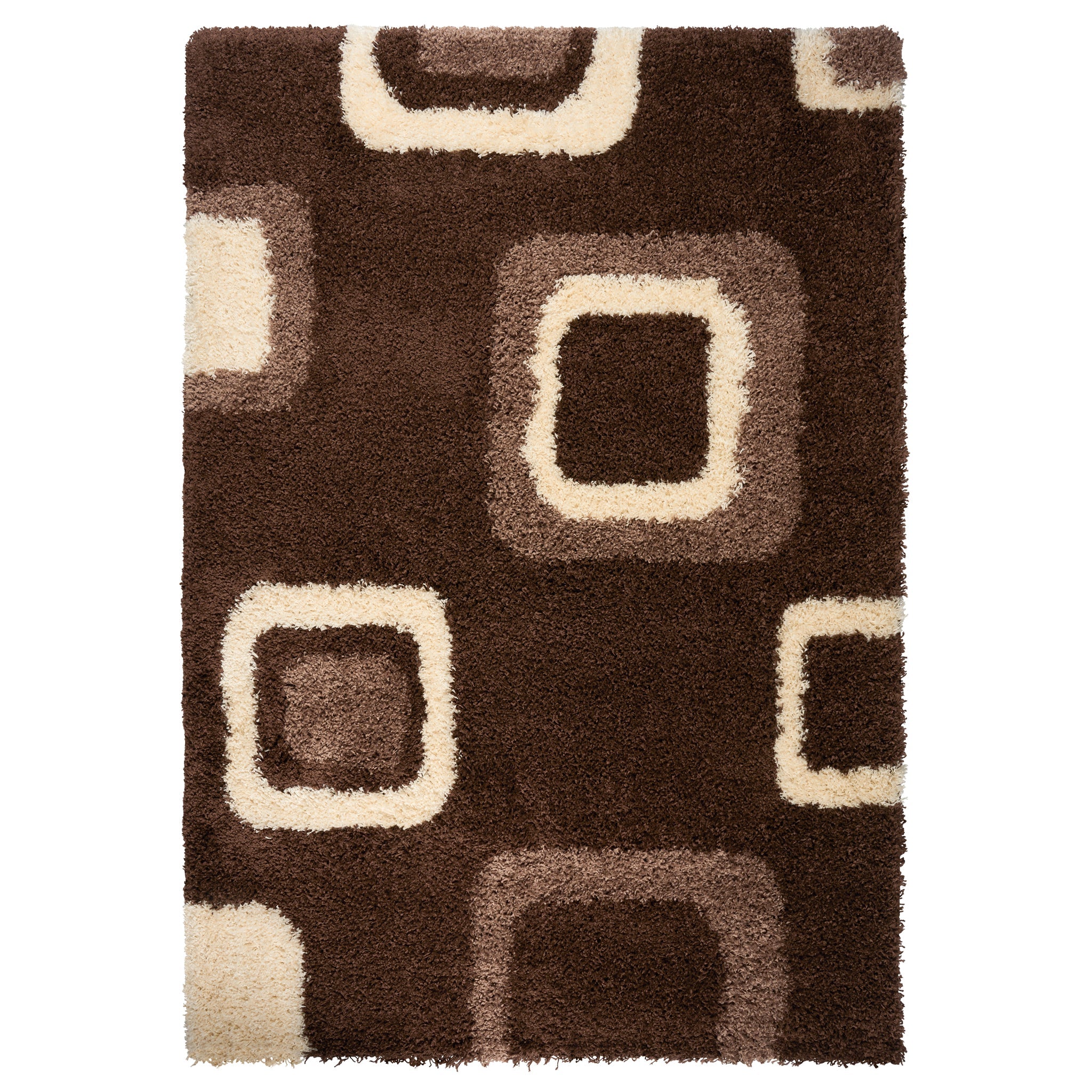 Brown Boxed Thick Shaggy Rug - California Rugs Rug Masters