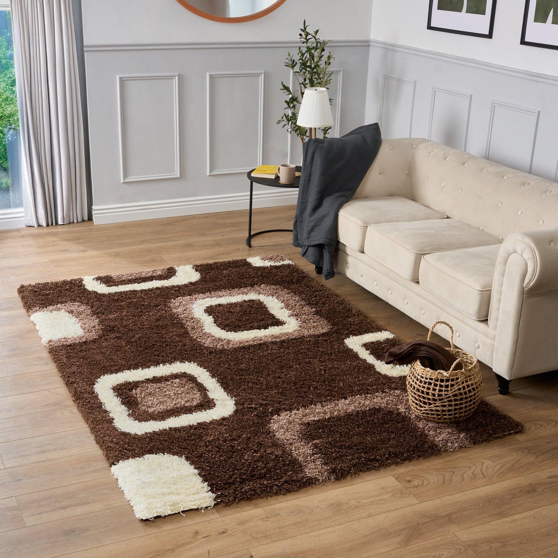 Brown Boxed Thick Shaggy Rug - California Rugs Rug Masters