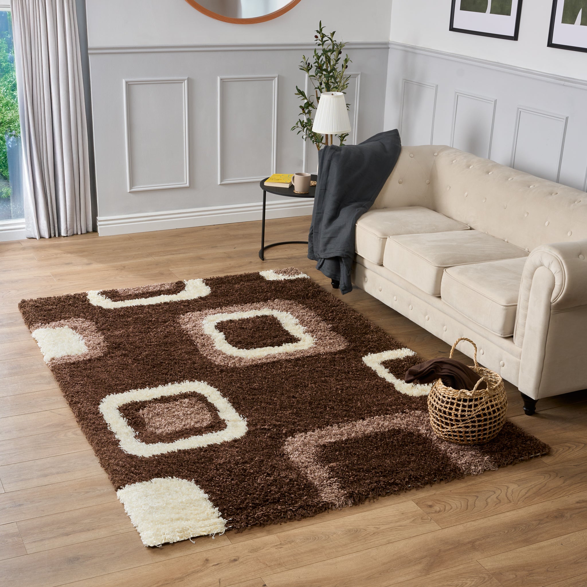Brown Boxed Thick Shaggy Rug - California Rugs Rug Masters