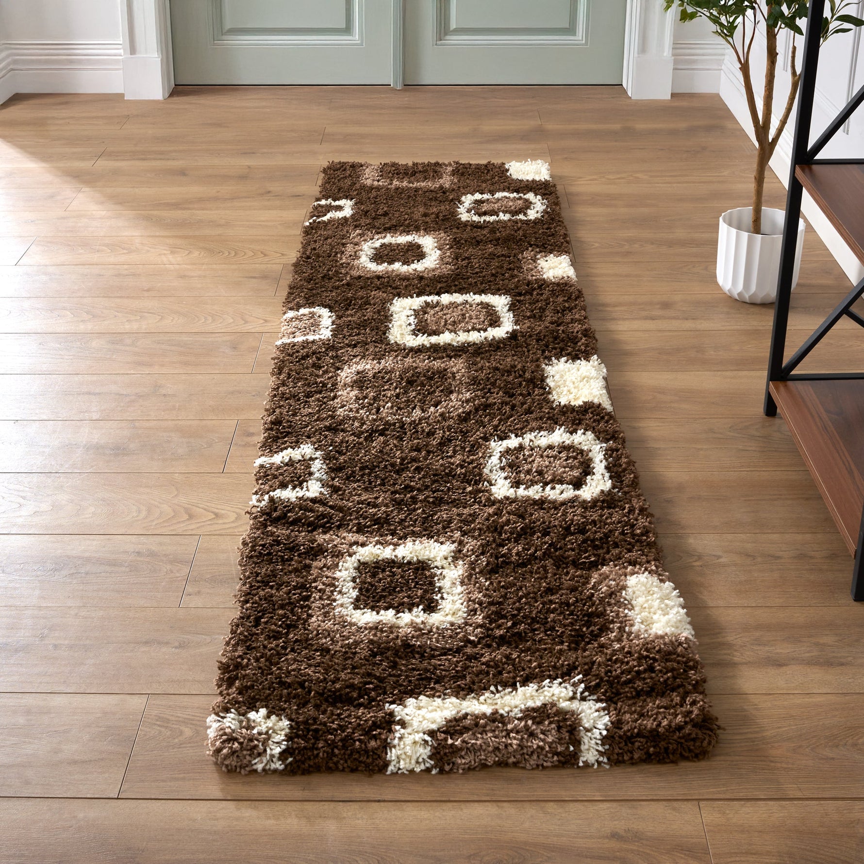 Brown Boxed Thick Shaggy Rug - California - Bargainia.com - 
