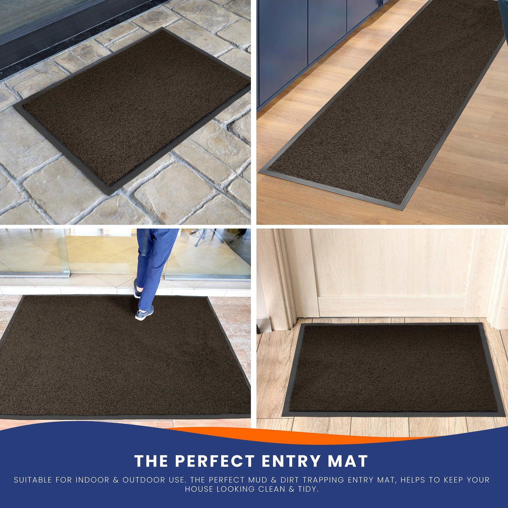 Brown Candy Non - Slip Heavy Duty Barrier Door Mat - Assorted Sizes - Bargainia.com - 