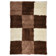 Brown Checked Thick Shaggy Rug - California Rugs Rug Masters