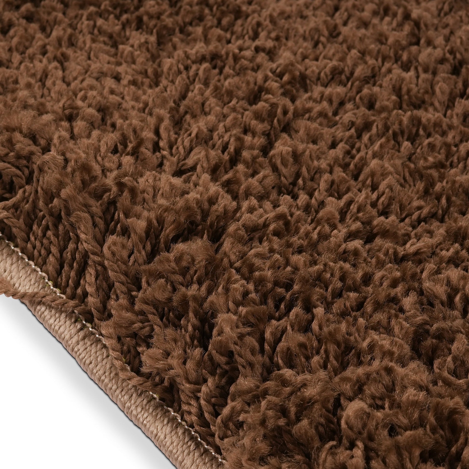 Brown Checked Thick Shaggy Rug - California Rugs Rug Masters