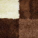 Brown Checked Thick Shaggy Rug - California - Bargainia.com - 