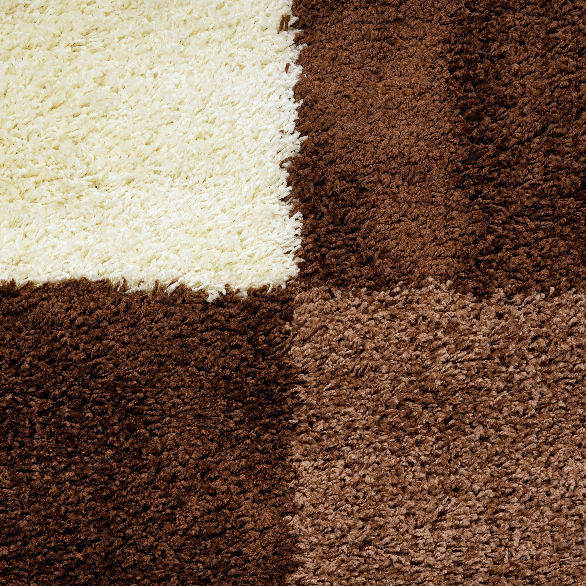 Brown Checked Thick Shaggy Rug - California Rugs Rug Masters