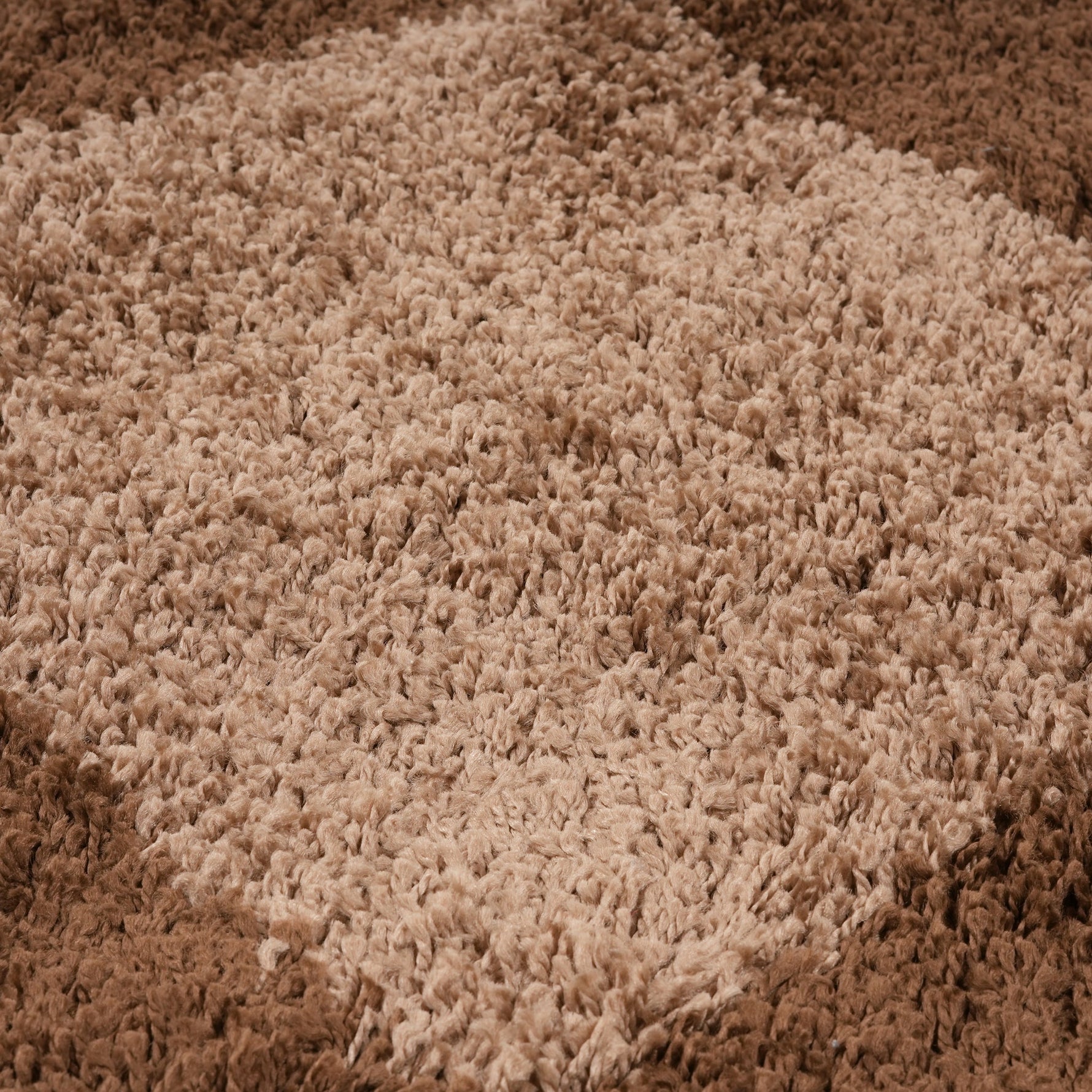 Brown Checked Thick Shaggy Rug - California - Bargainia.com - 