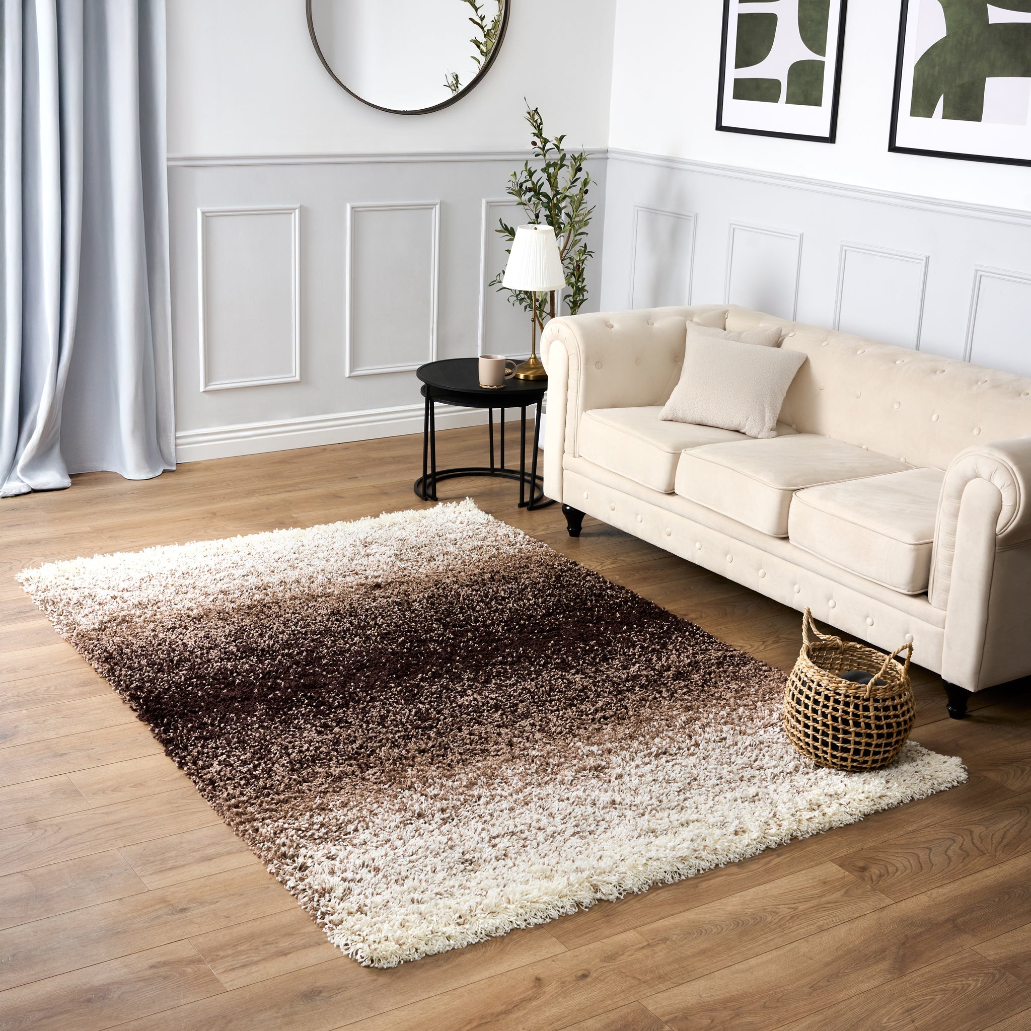 Brown Ombre Blend Thick Shaggy Rug - California - Bargainia.com - 
