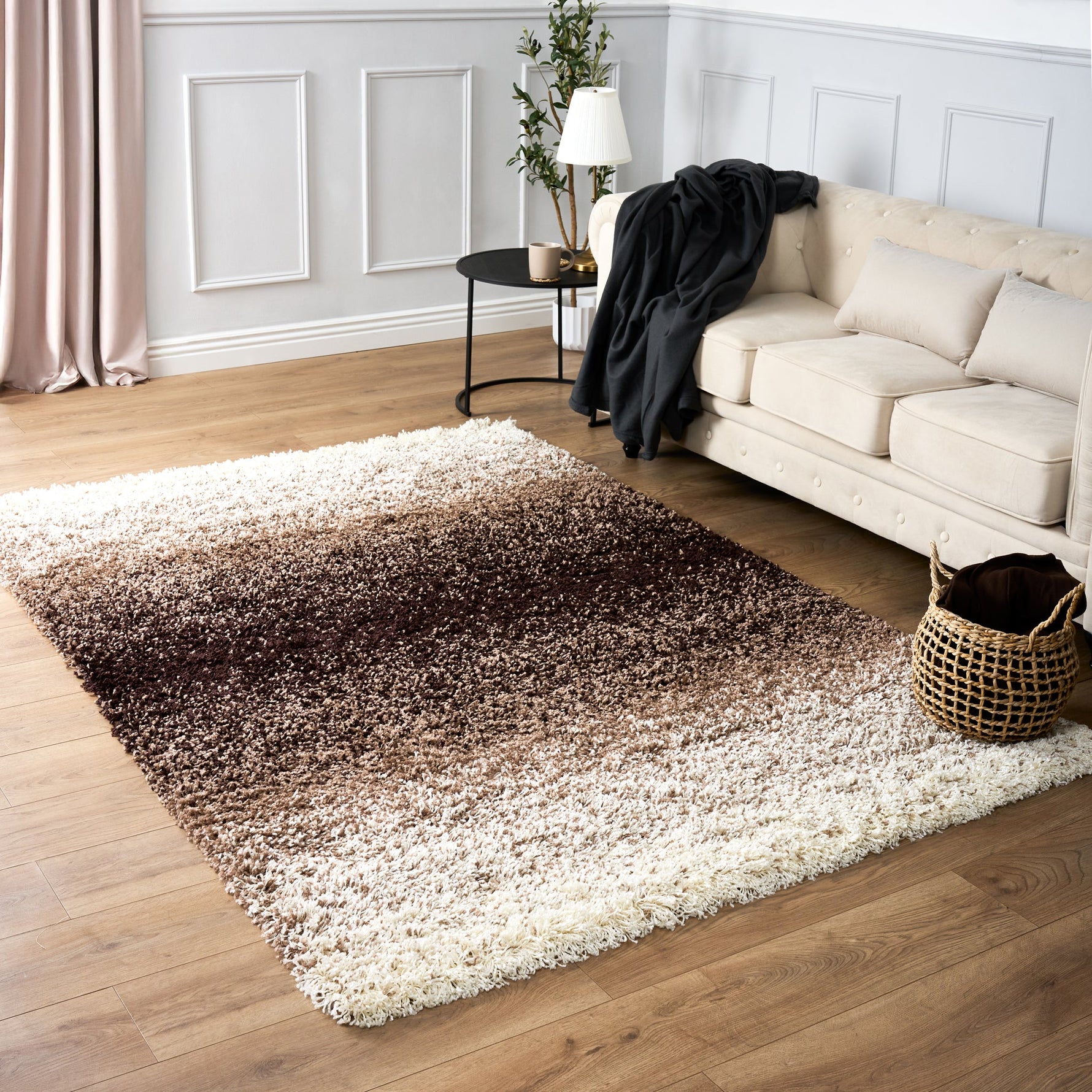 Brown Ombre Blend Thick Shaggy Rug - California - Bargainia.com - 