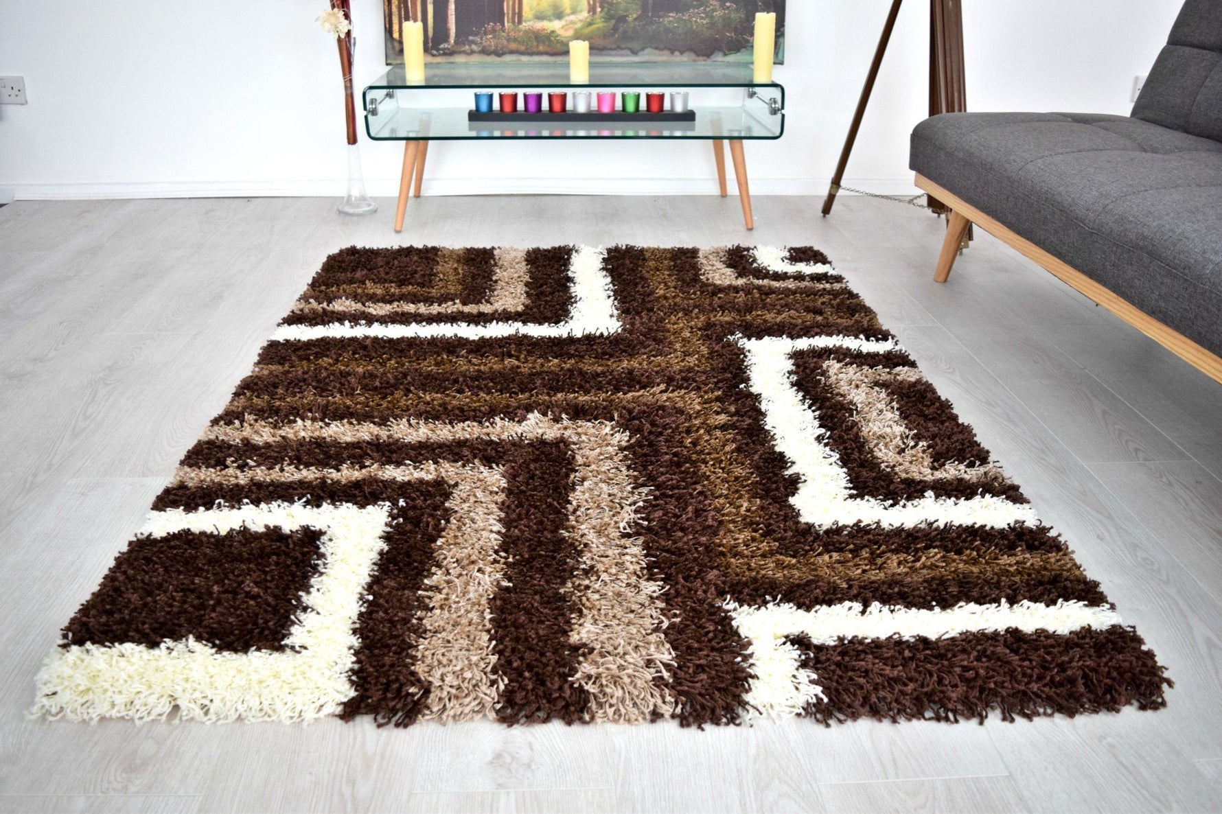 Brown Tides Thick Shaggy Rug - California - Bargainia.com - 