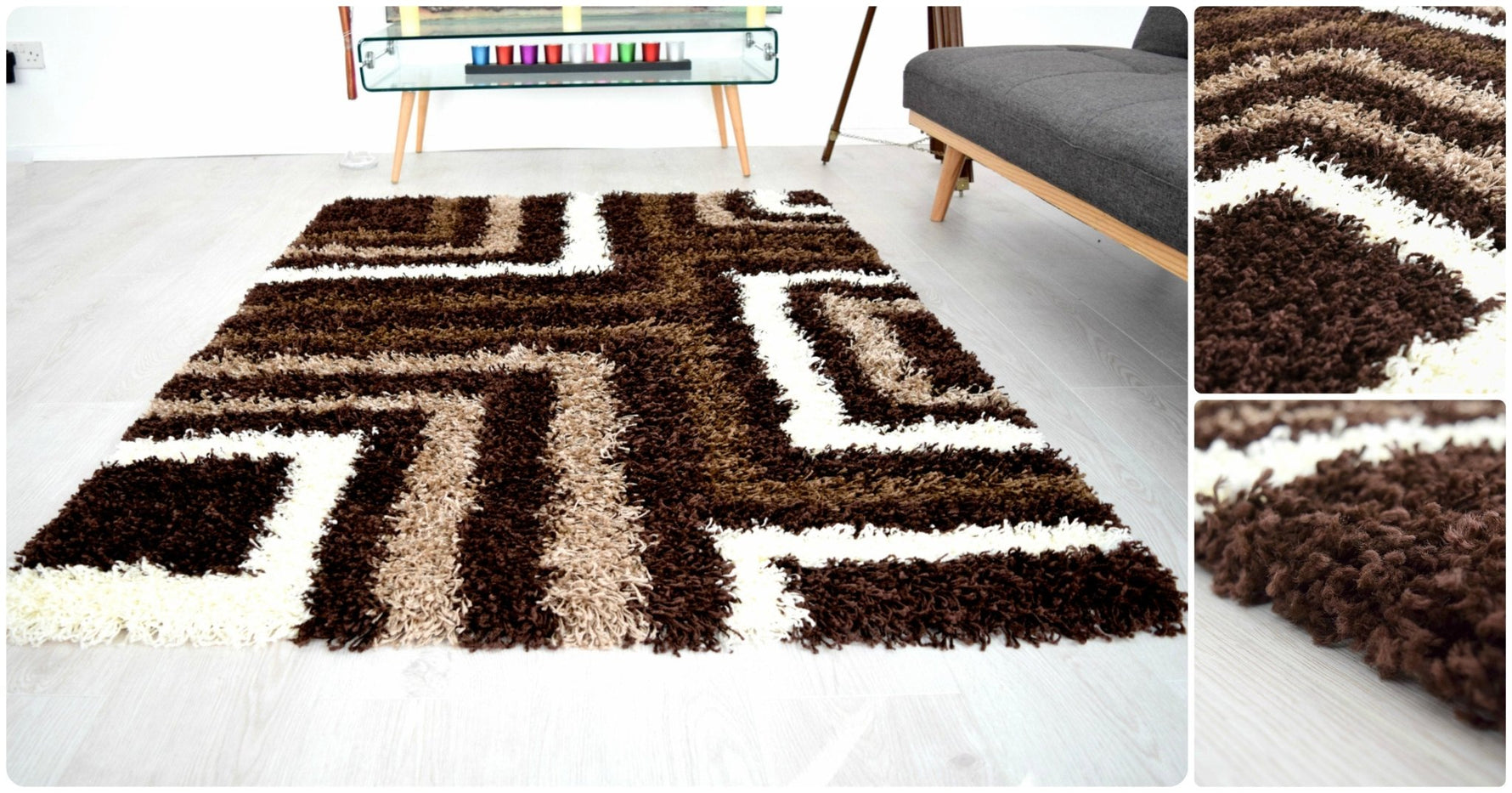 Brown Tides Thick Shaggy Rug - California - Bargainia.com - 