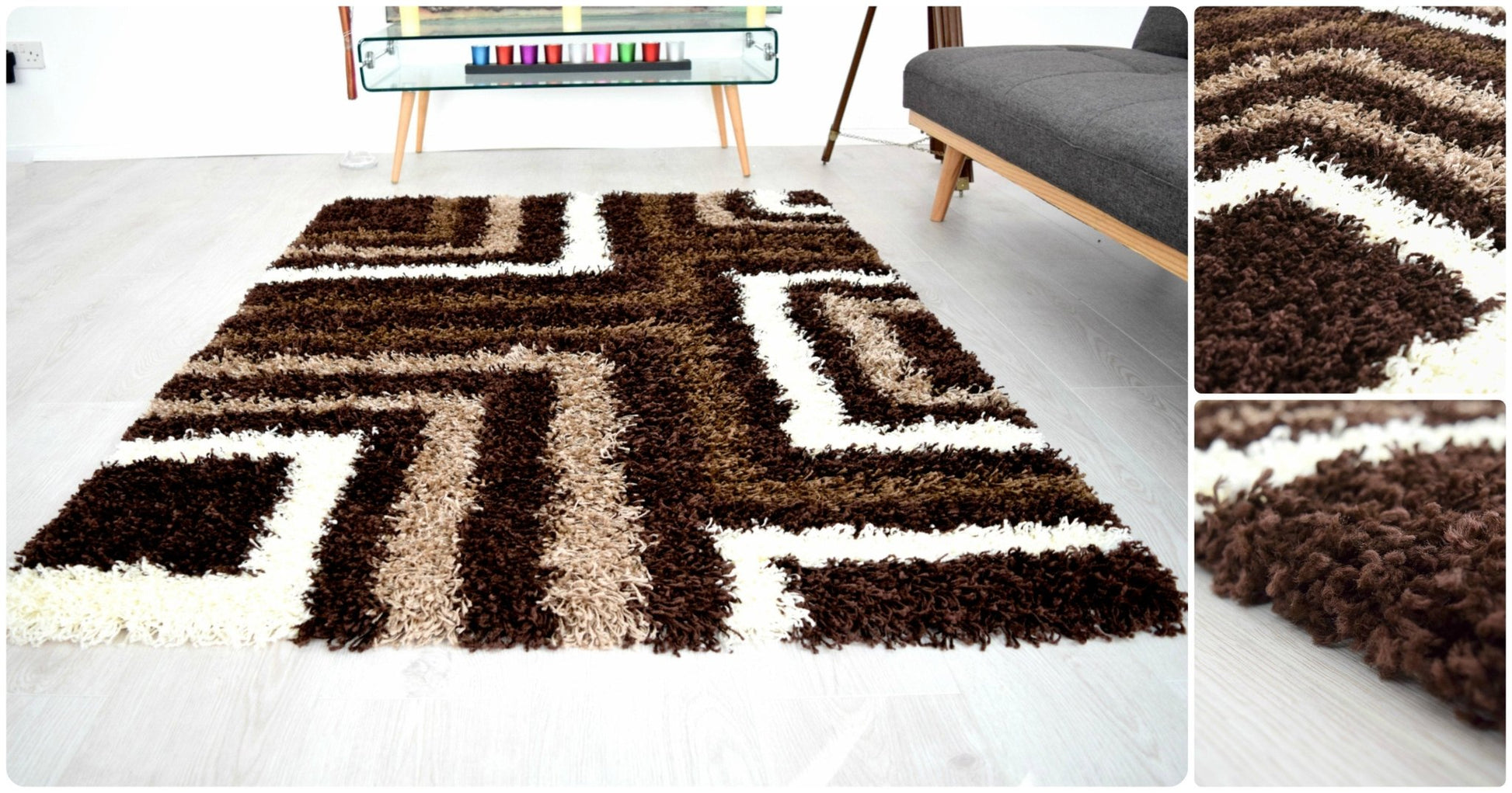 Brown Tides Thick Shaggy Rug - California Rugs Rug Masters