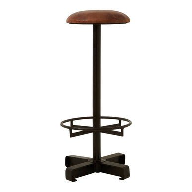 Buffalo Brown Leather Round Seat Bar Stool - Bargainia.com - 5018705395913