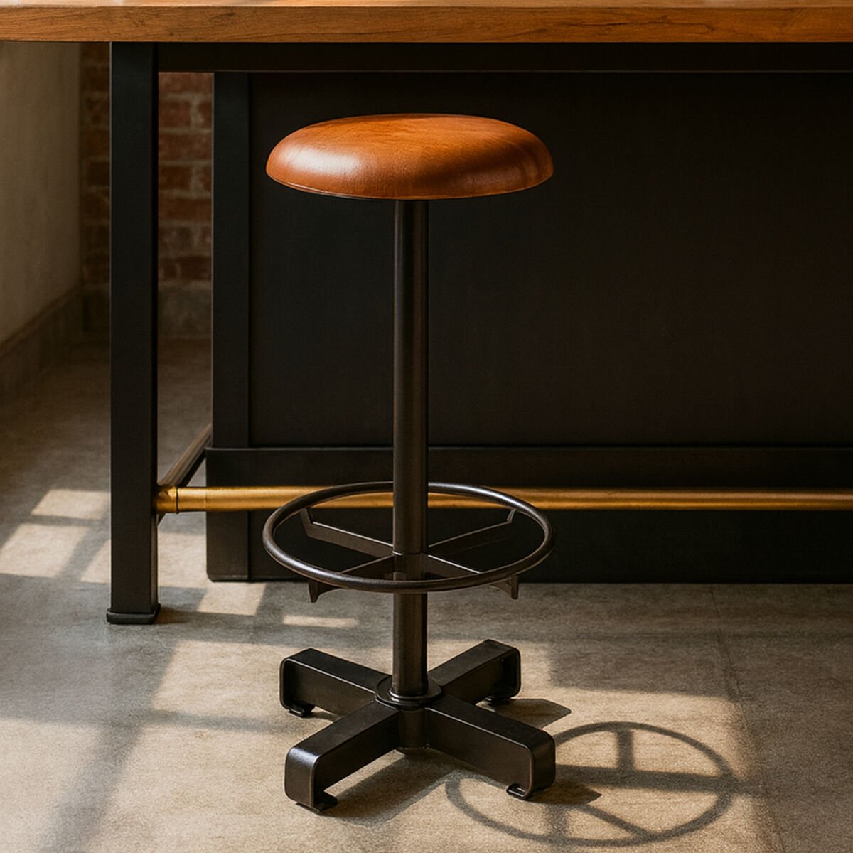 Buffalo Light Brown Leather Bar Stool - Bargainia.com - 5018705395920