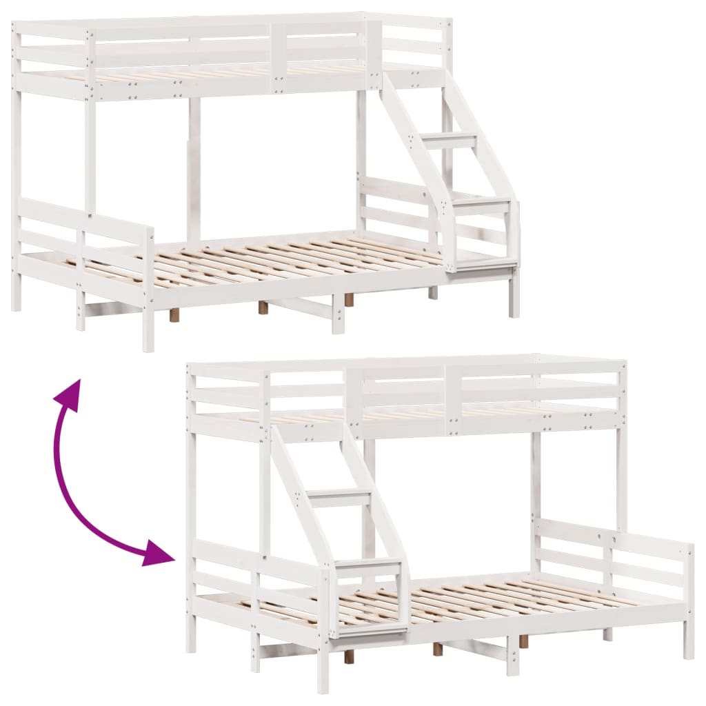 Bunk Bed without Mattress 80x200/140x200 cm White Solid Wood - Bargainia.com - 8721012242913 - 3207182