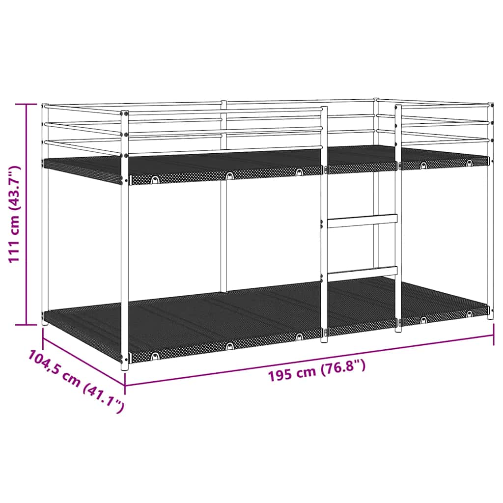 Bunk Bed without Mattress Black 100x190 cm Steel - Bargainia.com - 8721158512000 - 4019878