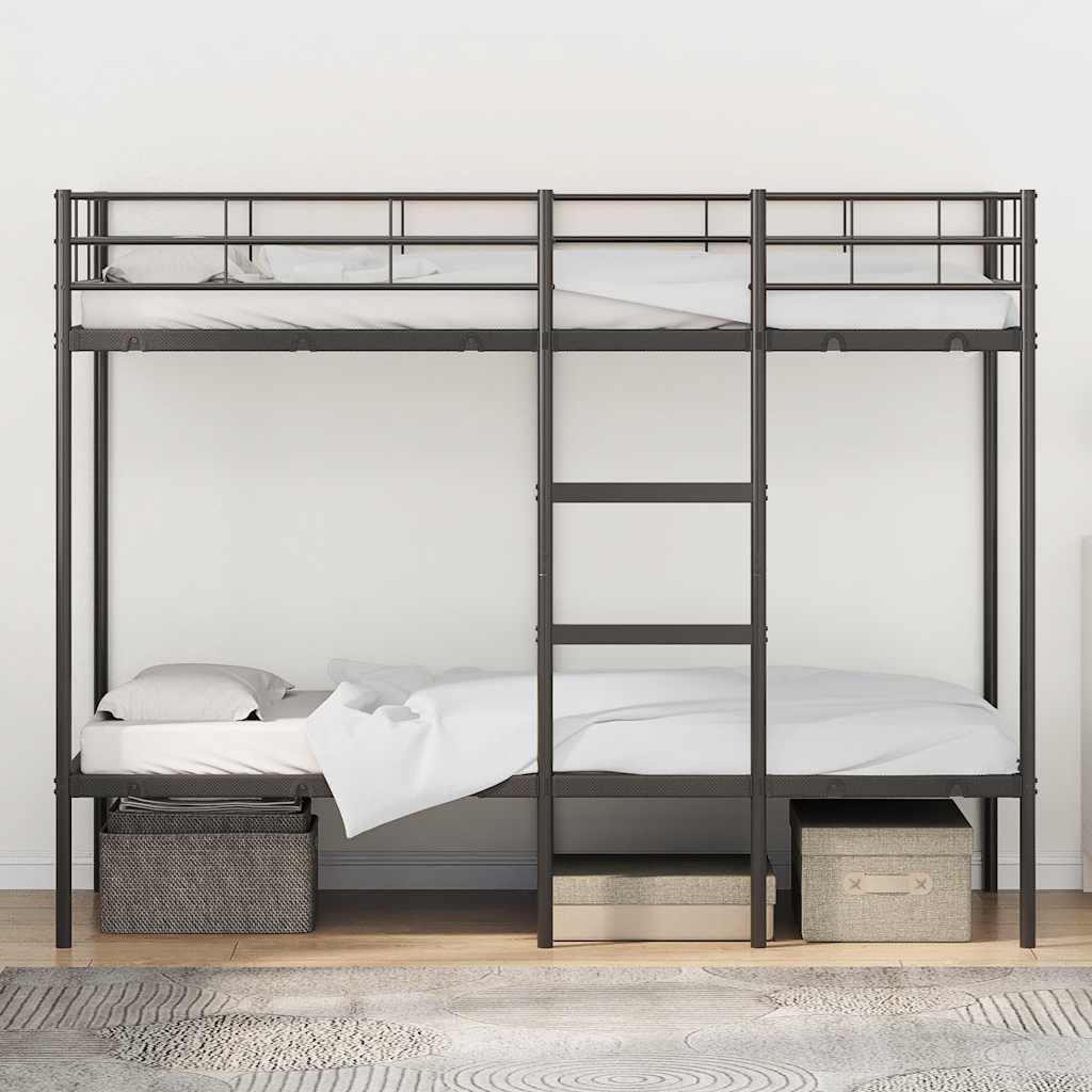 Bunk Bed without Mattress Black 90x190 cm Single Steel - Bargainia.com - 8721158761446 - 42000321