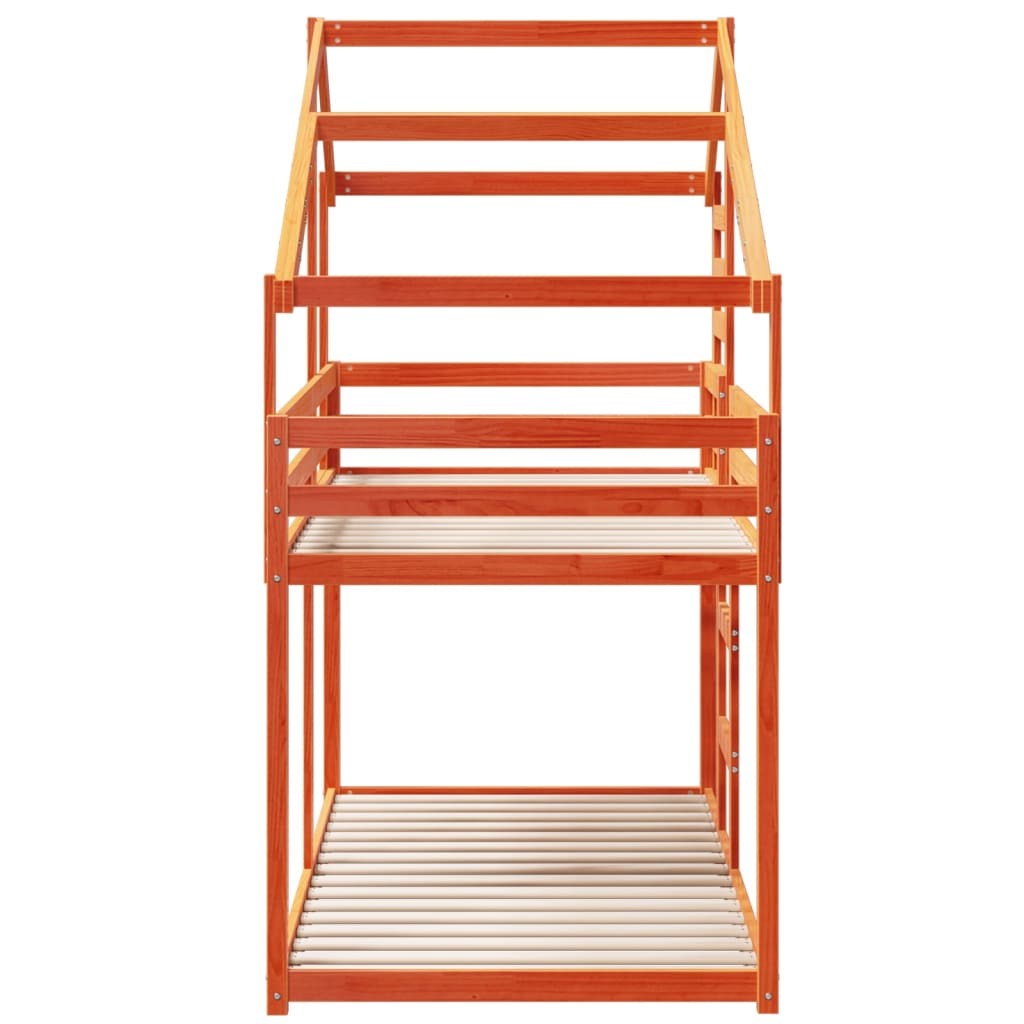 Bunk Bed without Mattress Wax Brown 75x190 cm Small Single Solid Wood Pine - Bargainia.com - 8721102668678 - 3281969