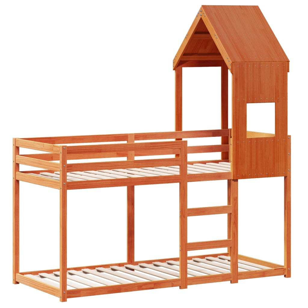 Bunk Bed without Mattress Wax Brown 75x190 cm Small Single Solid Wood Pine - Bargainia.com - 8721102669071 - 3282009