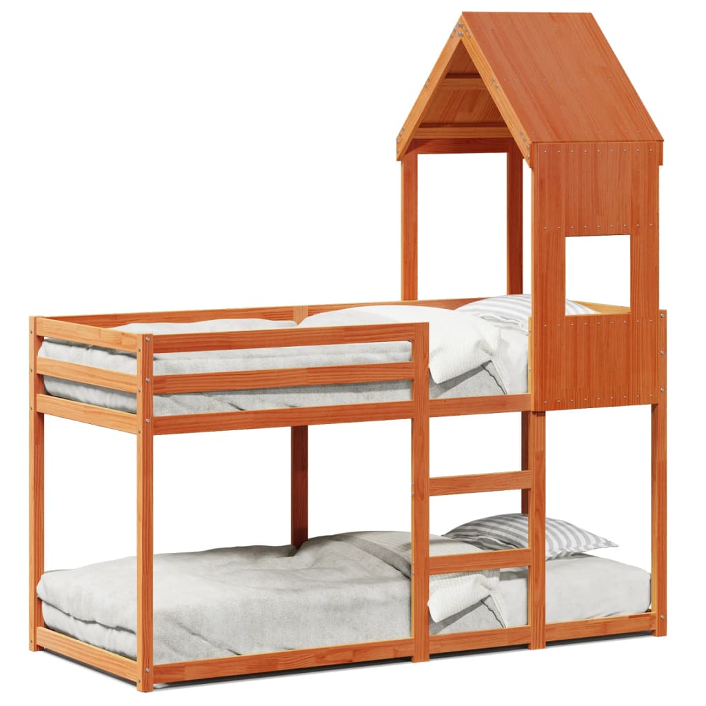 Bunk Bed without Mattress Wax Brown 75x190 cm Small Single Solid Wood Pine - Bargainia.com - 8721102669071 - 3282009