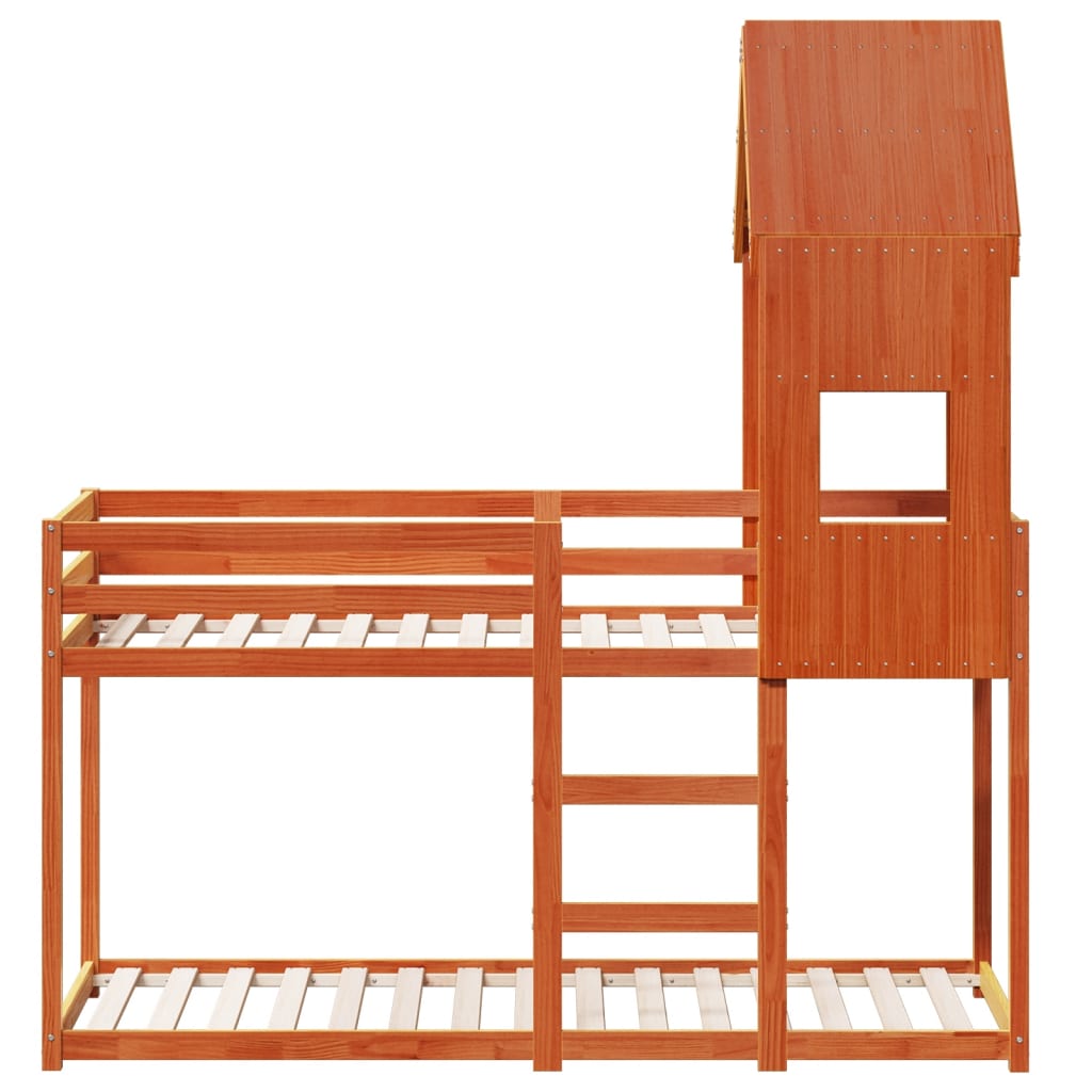 Bunk Bed without Mattress Wax Brown 75x190 cm Small Single Solid Wood Pine - Bargainia.com - 8721102669071 - 3282009