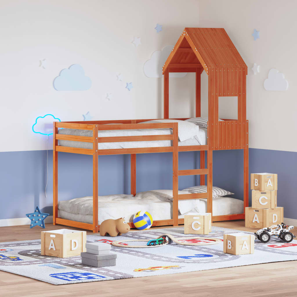 Bunk Bed without Mattress Wax Brown 75x190 cm Small Single Solid Wood Pine - Bargainia.com - 8721102669071 - 3282009