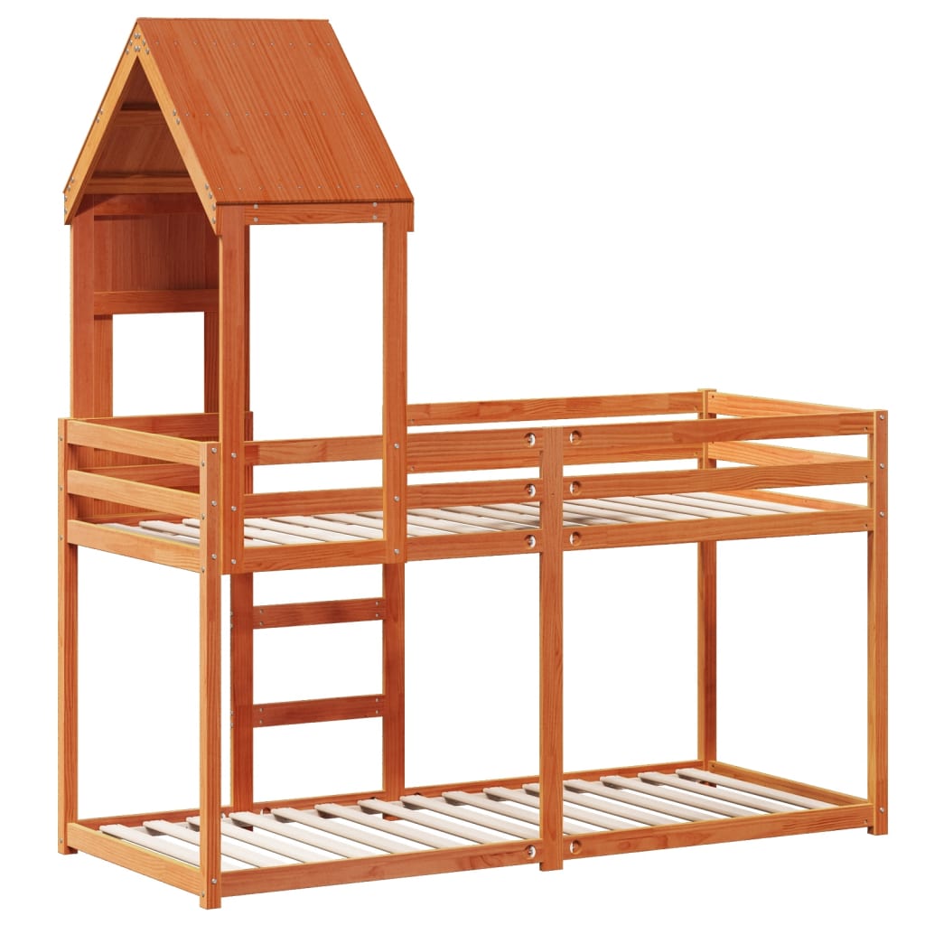 Bunk Bed without Mattress Wax Brown 75x190 cm Small Single Solid Wood Pine - Bargainia.com - 8721102669071 - 3282009