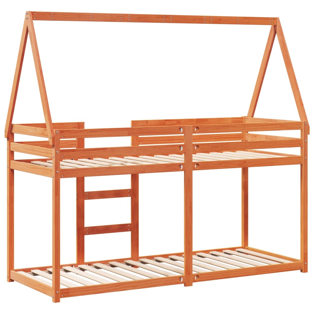 Bunk Bed without Mattress Wax Brown 75x190 cm Small Single Solid Wood Pine - Bargainia.com - 8721102669897 - 3282091