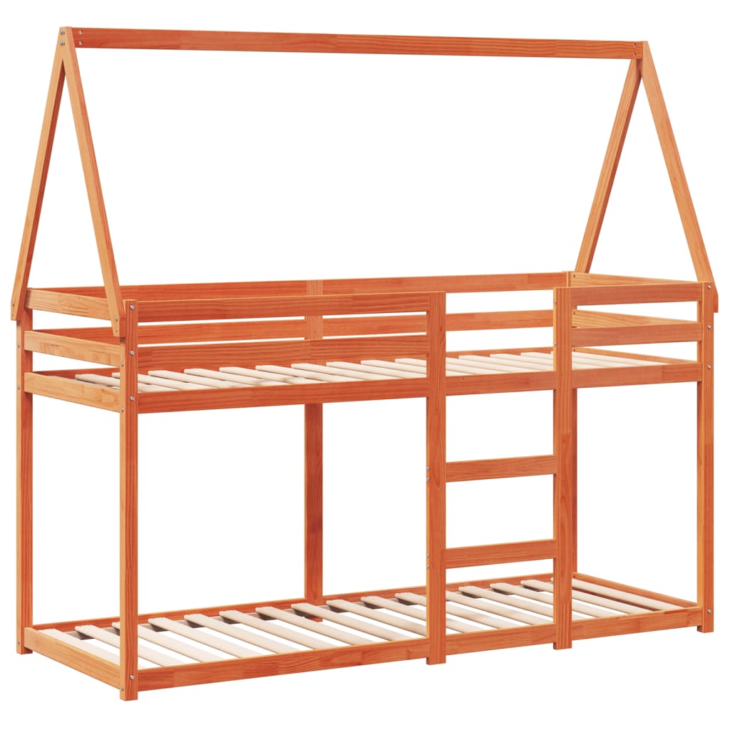 Bunk Bed without Mattress Wax Brown 75x190 cm Small Single Solid Wood Pine - Bargainia.com - 8721102669897 - 3282091