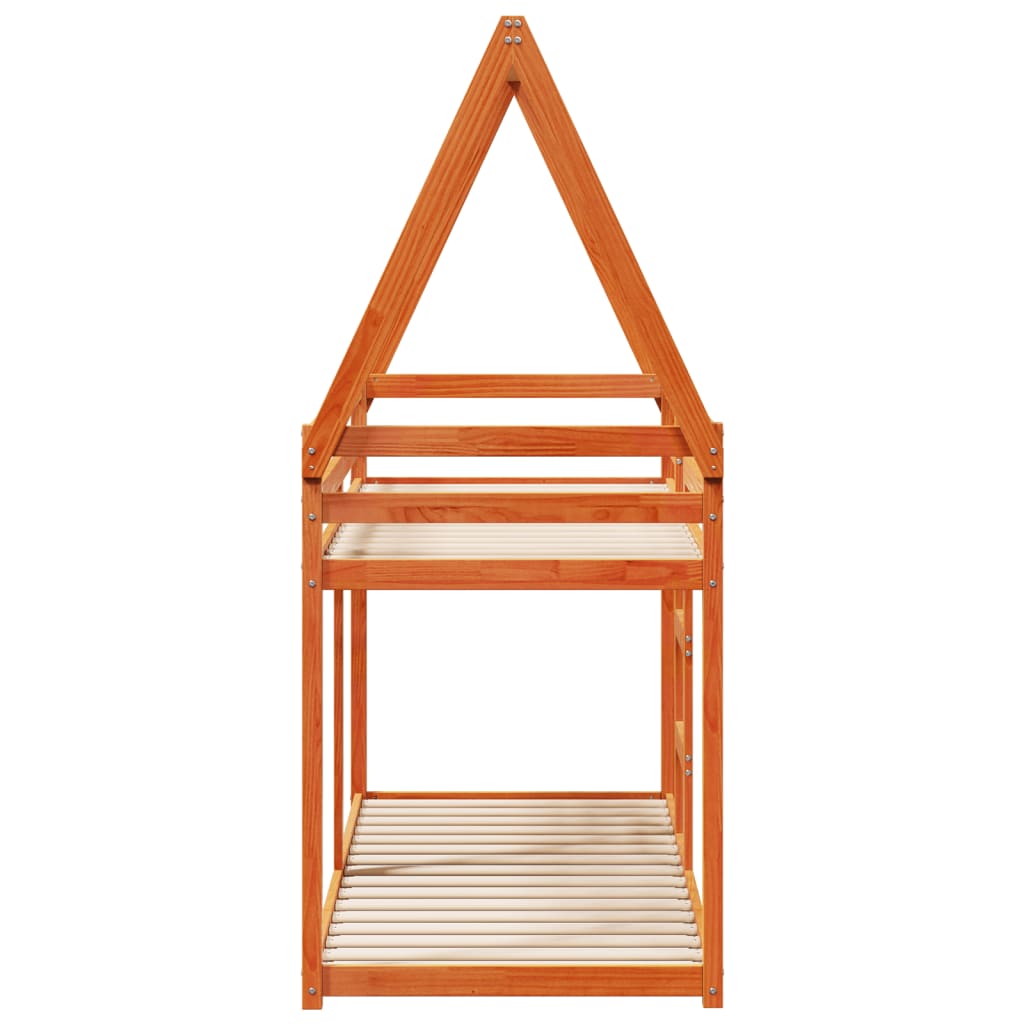 Bunk Bed without Mattress Wax Brown 75x190 cm Small Single Solid Wood Pine - Bargainia.com - 8721102669897 - 3282091