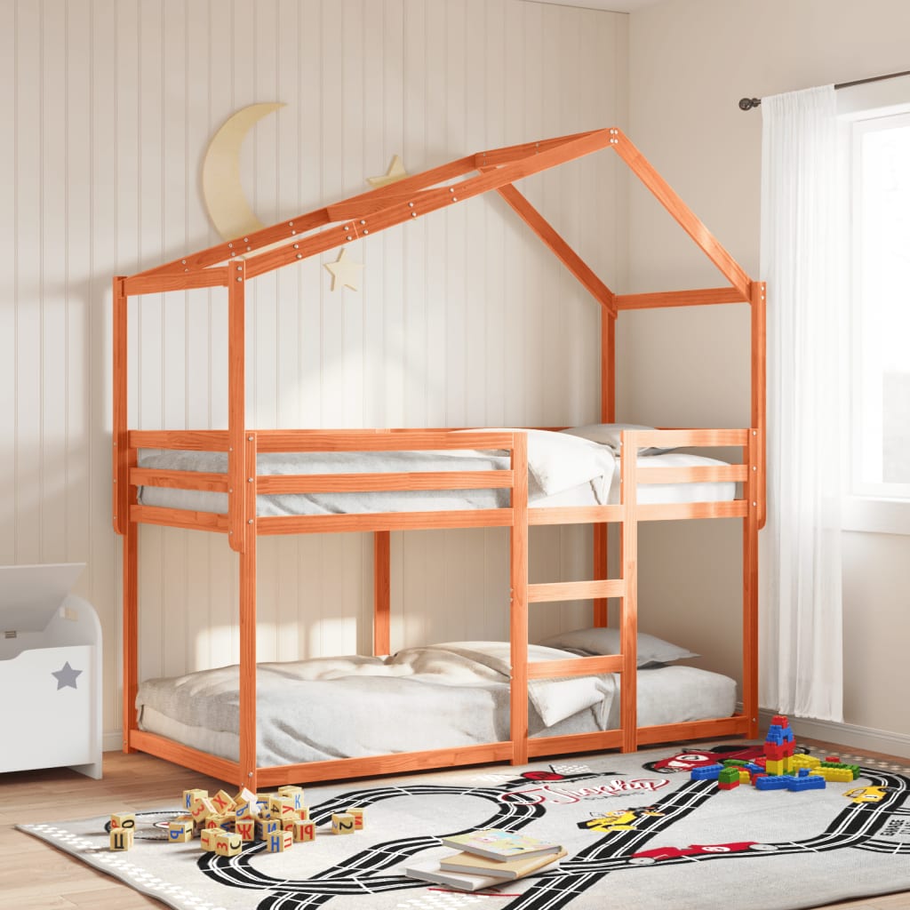 Bunk Bed without Mattress Wax Brown 80x200 cm Solid Wood Pine - Bargainia.com - 