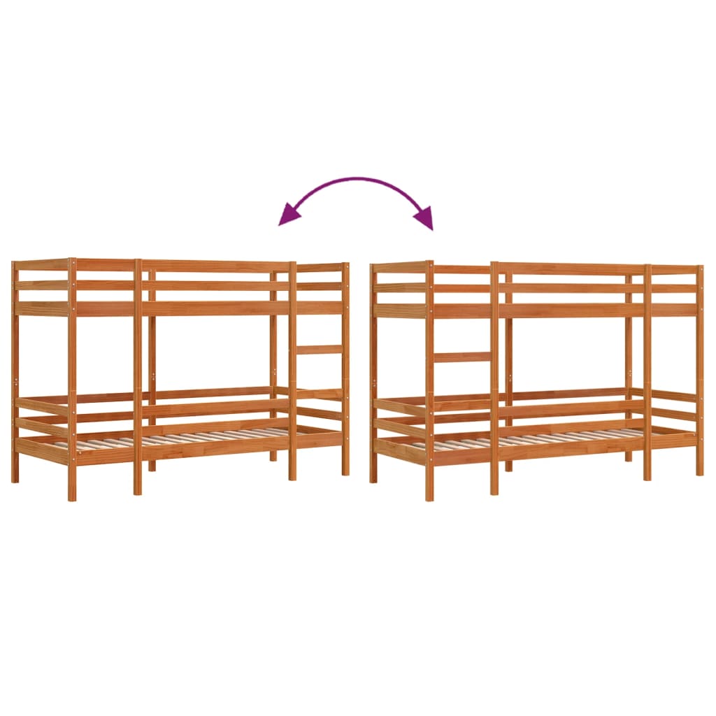 Bunk Bed without Mattress Wax Brown 80x200 cm Solid Wood Pine - Bargainia.com - 8721102803512 - 3284217
