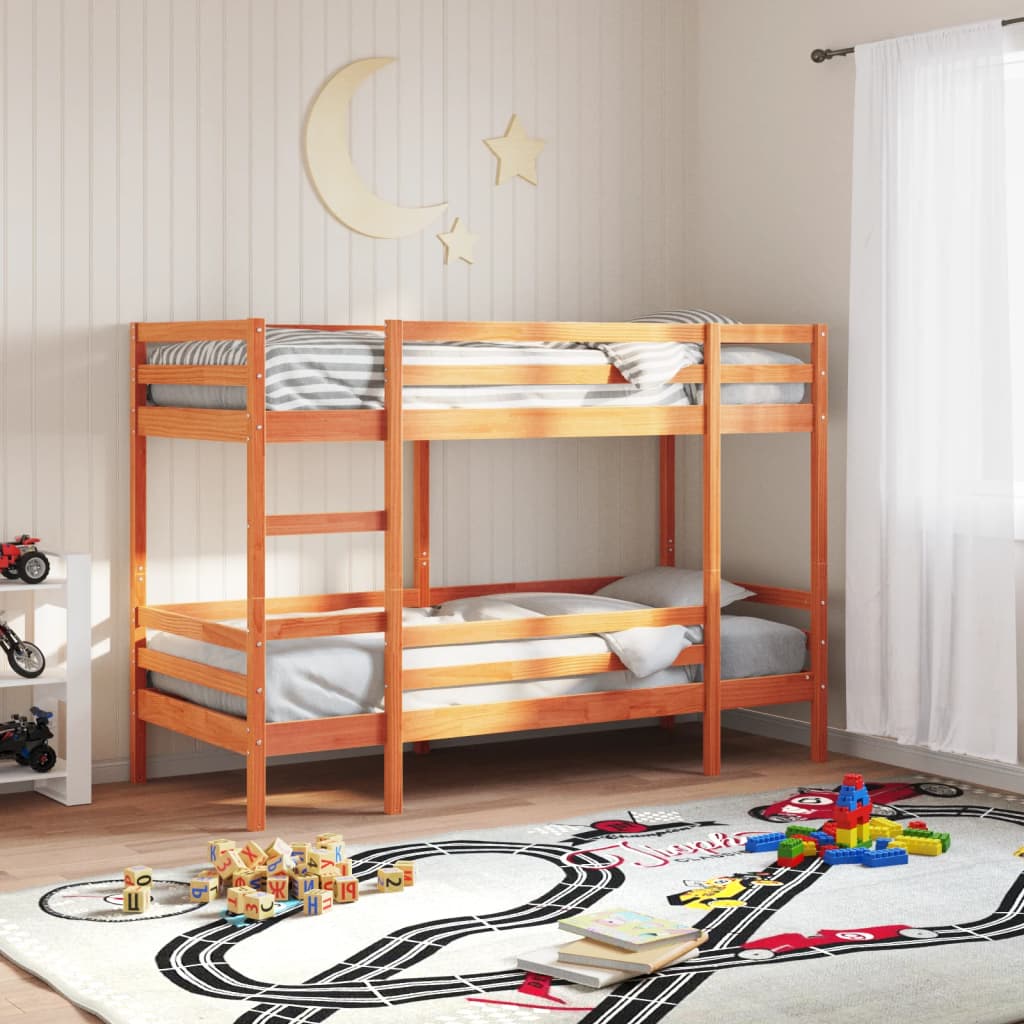 Bunk Bed without Mattress Wax Brown 90x190 cm Single Solid Wood Pine - Bargainia.com - 8721102803574 - 3284223