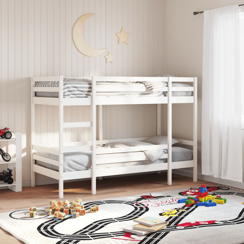 Bunk Bed without Mattress White 75x190 cm Small Single Solid Wood Pine - Bargainia.com - 8721102803598 - 3284225