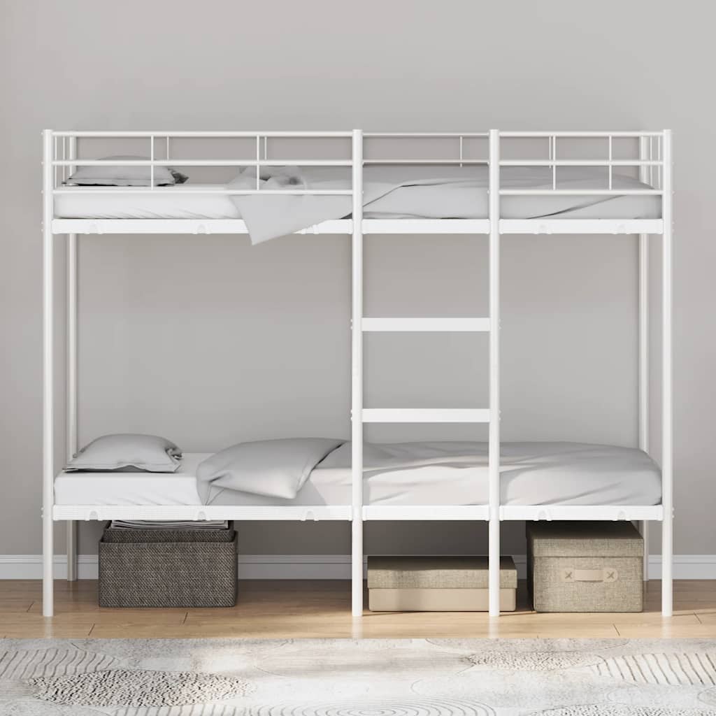 Bunk Bed without Mattress White 75x190 cm Small Single Steel - Bargainia.com - 8721158761491 - 42000326