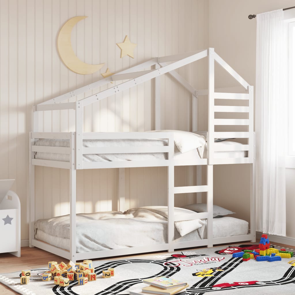 Bunk Bed without Mattress White 90x200 cm Solid Wood Pine - Bargainia.com - 