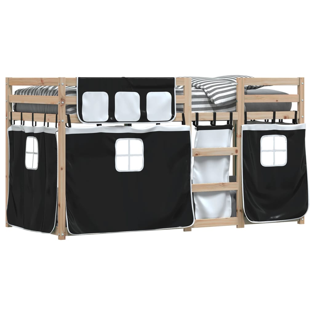 Bunk Bed without Mattress White&Black 90x190 cm Single Solid Wood Pine - Bargainia.com - 8721102689444 - 3283904