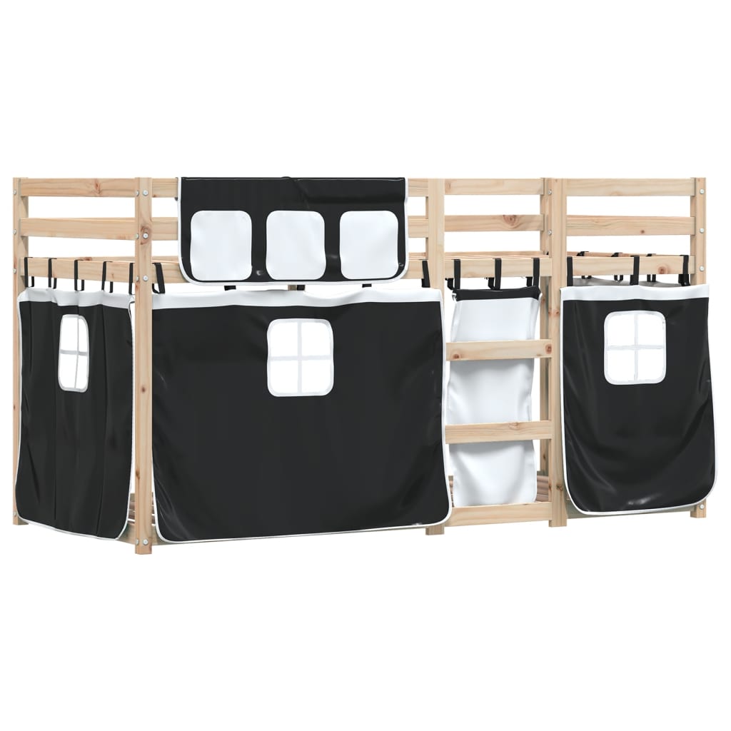 Bunk Bed without Mattress White&Black 90x190 cm Single Solid Wood Pine - Bargainia.com - 8721102689444 - 3283904