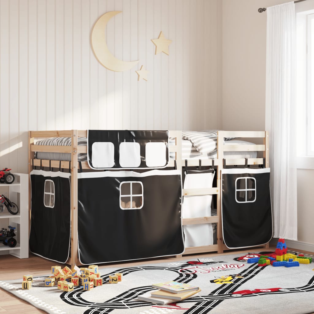 Bunk Bed without Mattress White&Black 90x190 cm Single Solid Wood Pine - Bargainia.com - 8721102689444 - 3283904