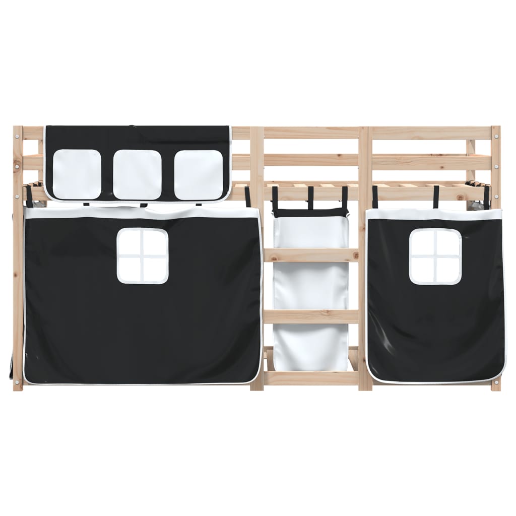 Bunk Bed without Mattress White&Black 90x190 cm Single Solid Wood Pine - Bargainia.com - 8721102689444 - 3283904