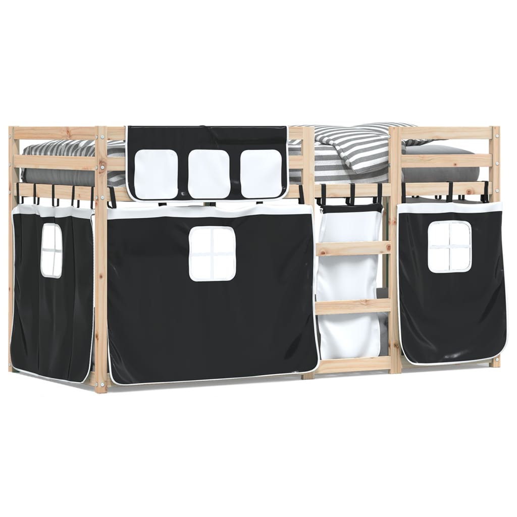 Bunk Bed without Mattress White&Black 90x190 cm Single Solid Wood Pine - Bargainia.com - 8721102689444 - 3283904