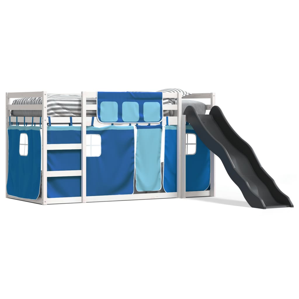 Bunk Bed without Mattress with Slide and Curtains Blue 90x200 cm - Bargainia.com - 8721102802454 - 3284111