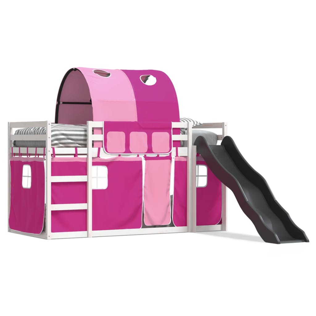 Bunk Bed without Mattress with Slide and Curtains Pink 90x200 cm - Bargainia.com - 8721102802737 - 3284139